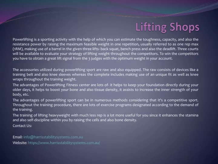 lifting shops