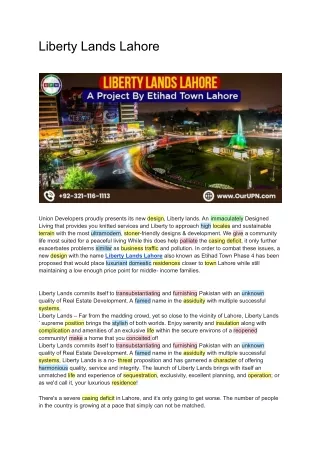 liberty lands lahore