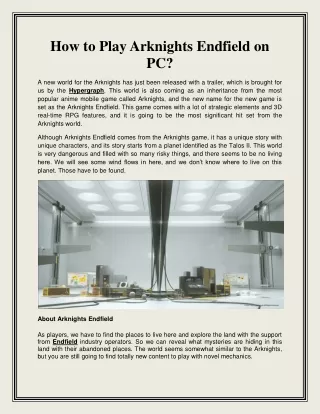 How to Play Arknights Endfield on PC