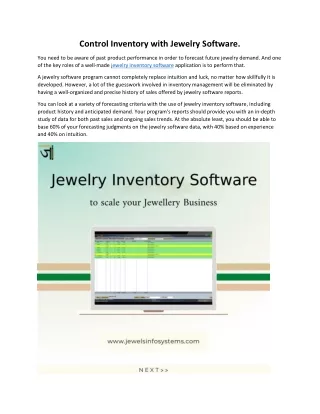 Control Inventory with Jewelry Software