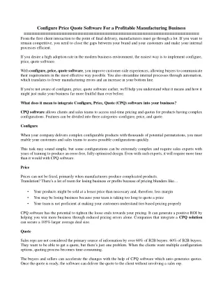 configure price quote software for a profitable