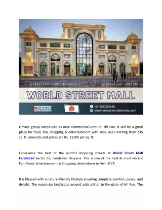 World Street Mall Faridabad, Omaxe Mall Faridabad