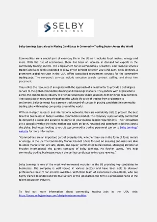 selby jennings specialises in placing candidates