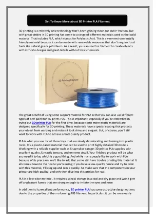 get to know more about 3d printer pla filament