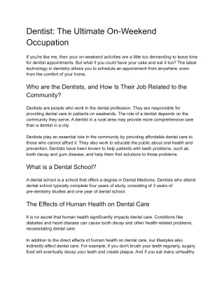 dentist the ultimate on weekend occupation