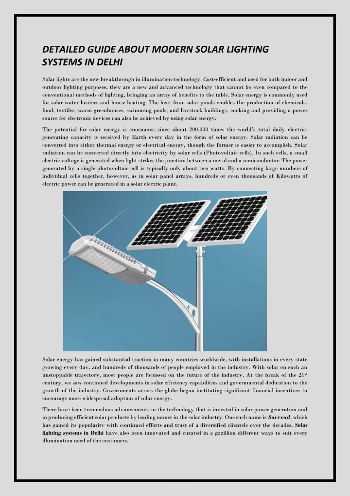 detailed guide about modern solar lighting