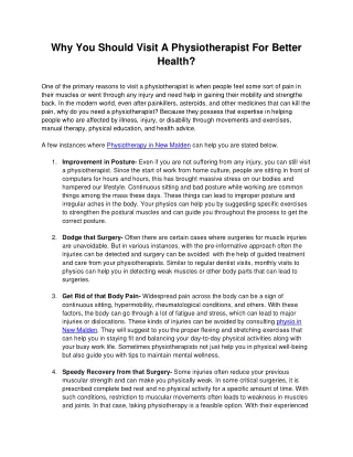 why you should visit a physiotherapist for better