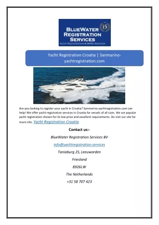 yacht registration croatia sanmarino
