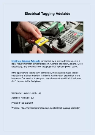 electrical tagging adelaide