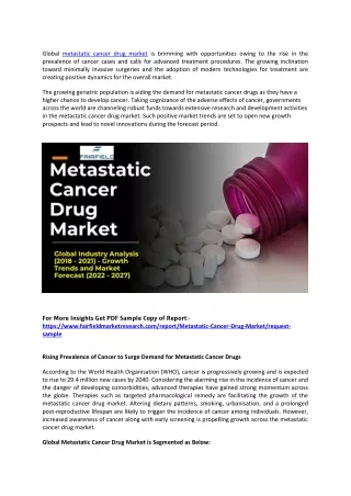 global metastatic cancer drug market is brimming
