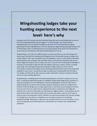 wingshooting lodges take your hunting experience