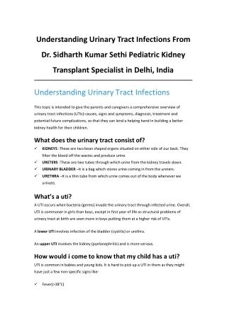 Understanding Urinary Tract Infections From Dr. Sidharth Kumar Sethi