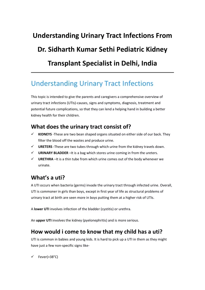 understanding urinary tract infections from