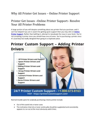 why all printer get issues online printer support