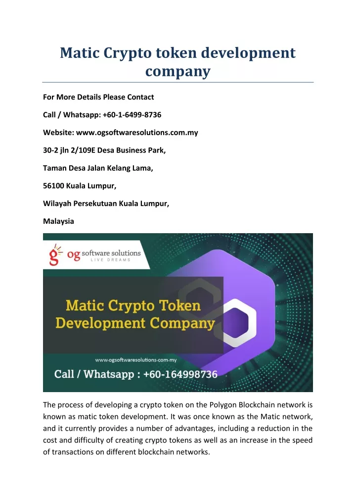 matic crypto token development company