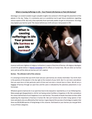 What is Causing Sufferings in Life - Your Present Life Karmas or Past Life Karmas