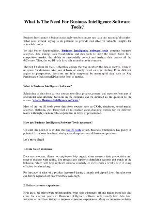 what is the need for business intelligence