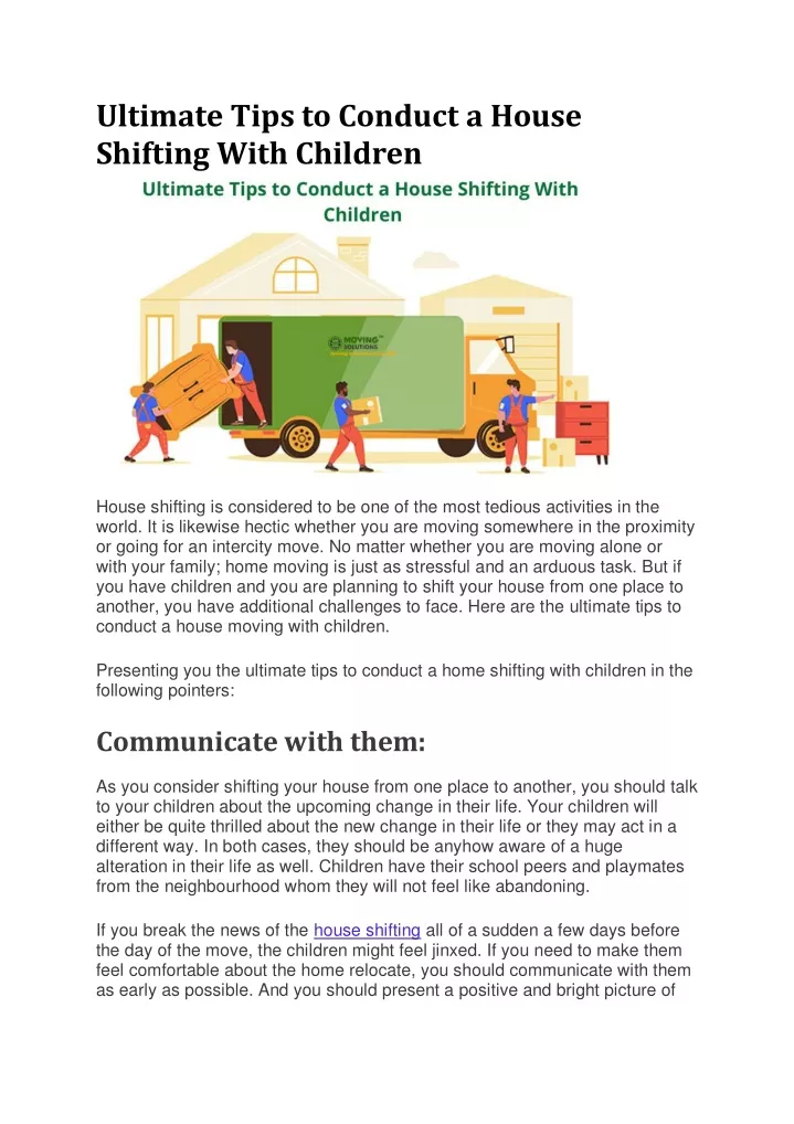 ultimate tips to conduct a house shifting with