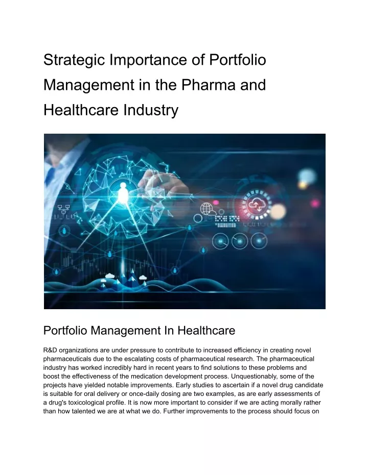 strategic importance of portfolio management
