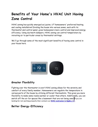 Benefits of Your Home's HVAC Unit Having Zone Control