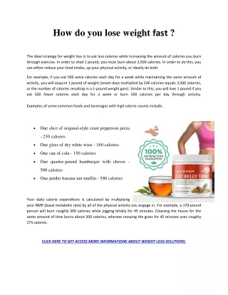 How do you lose weight fast ?