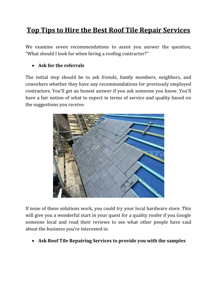 top tips to hire the best roof tile repair