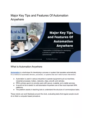 Major Key Features Of Automation Anywhere