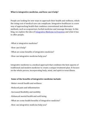 what is integrative medicine and how can it help