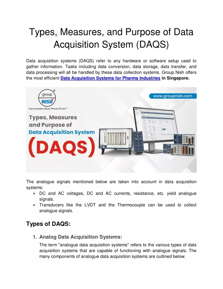 types measures and purpose of data acquisition