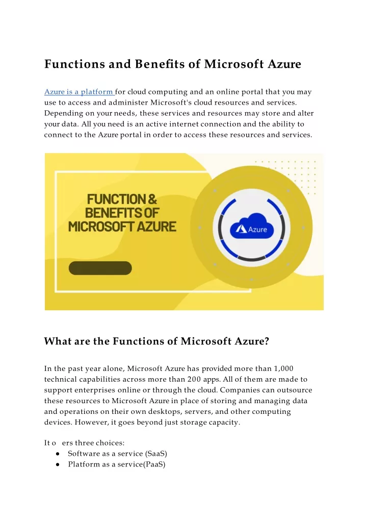 functions and bene ts of microsoft azure