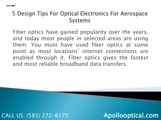 5 Design Tips For Optical Electronics For Aerospace Systems