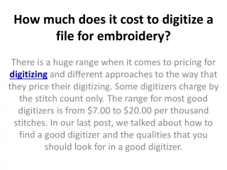 how much does it cost to digitize a file for embroidery
