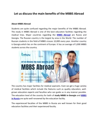 let us discuss the main benefits of the mbbs