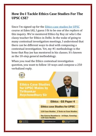 how do i tackle ethics case studies for the upsc
