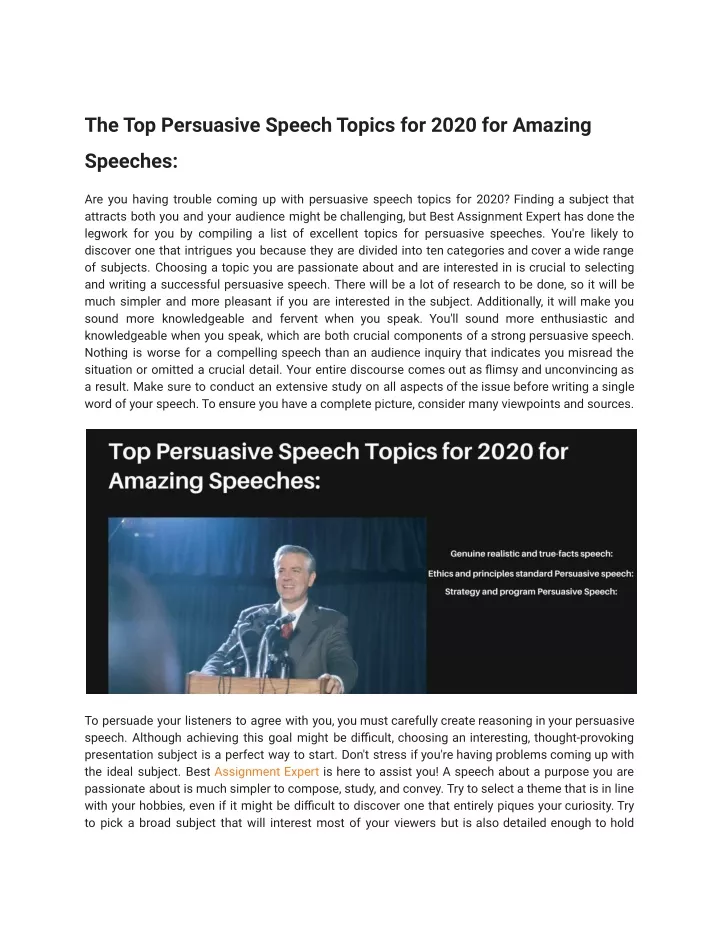 the top persuasive speech topics for 2020