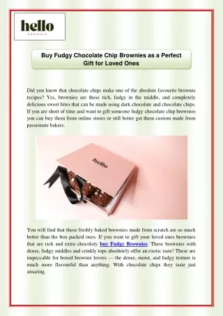Buy Fudgy Chocolate Chip Brownies as a Perfect Gift for Loved Ones
