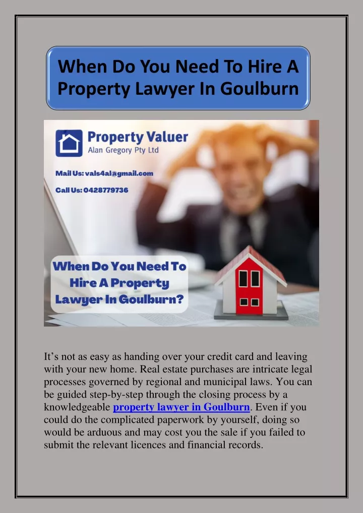 Ppt When Do You Need To Hire A Property Lawyer In Goulburn