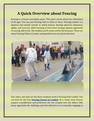 A Quick Overview about Fencing