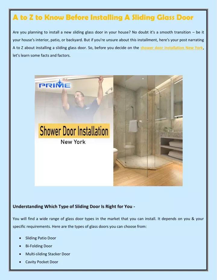 a to z to know before installing a sliding glass
