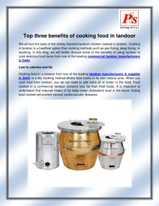 top three benefits of cooking food in tandoor