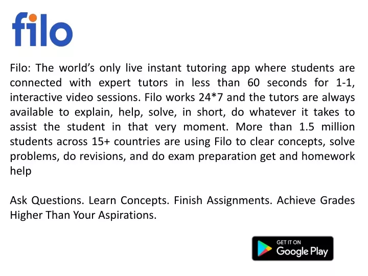 filo the world s only live instant tutoring