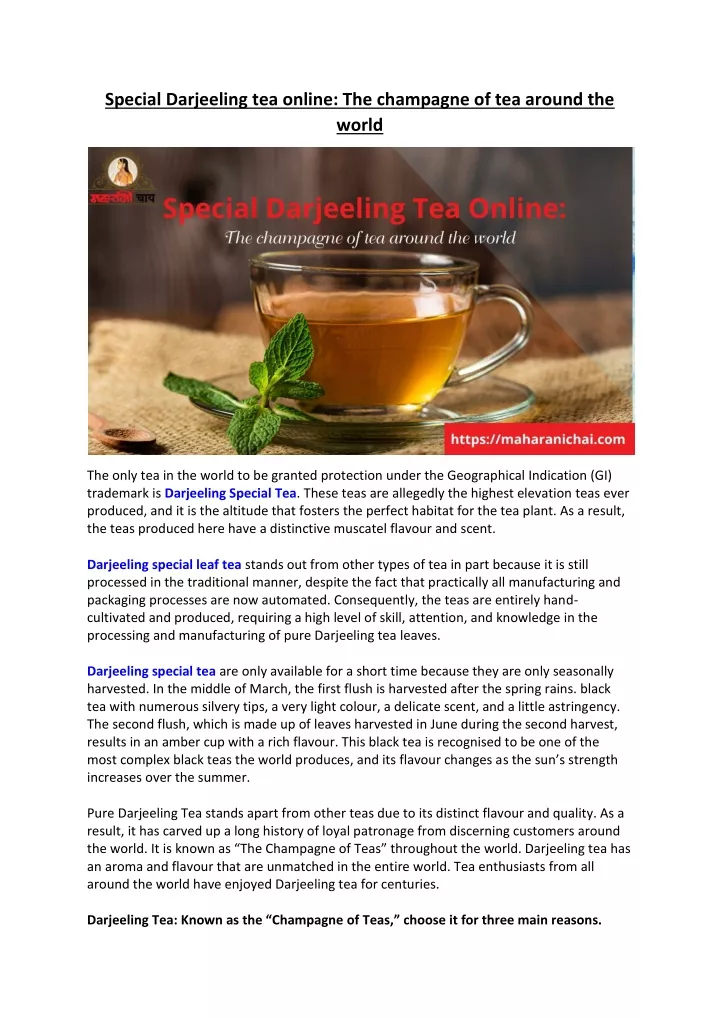 special darjeeling tea online the champagne