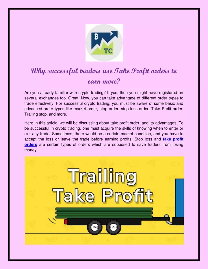 why successful traders use take profit orders