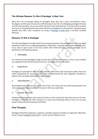 The Ultimate Reasons To Hire A Paralegal