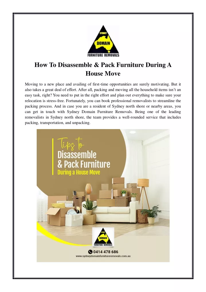 how to disassemble pack furniture during a house
