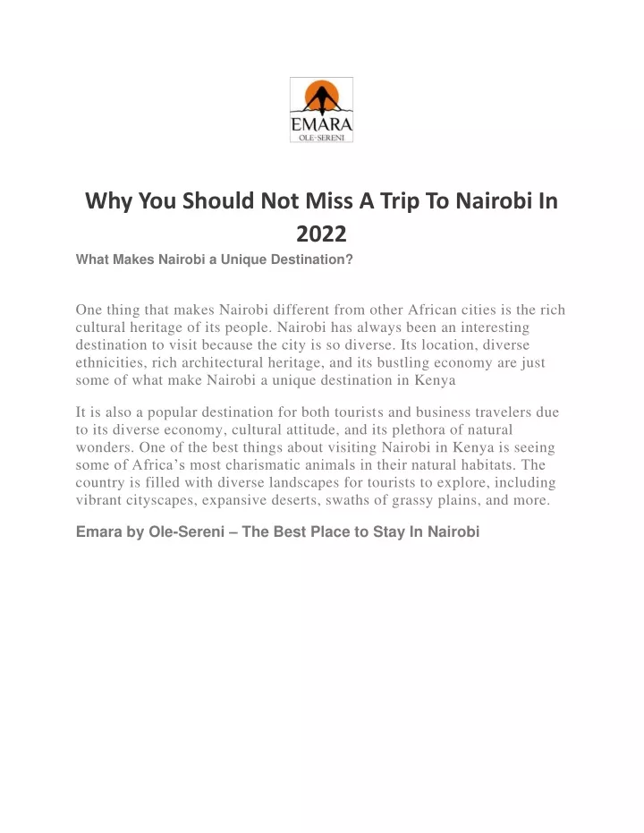 why you should not miss a trip to nairobi in 2022