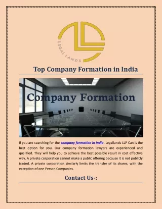 Top Company Formation in India
