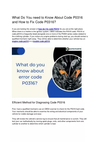 How to Fix Code P0316