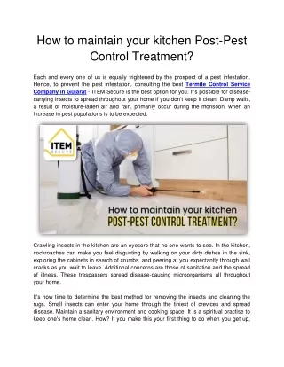 How to maintain your kitchen Post-Pest Control Treatment?