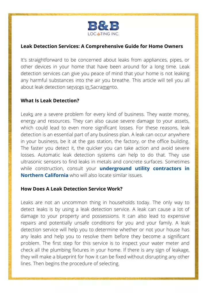 leak detection services a comprehensive guide